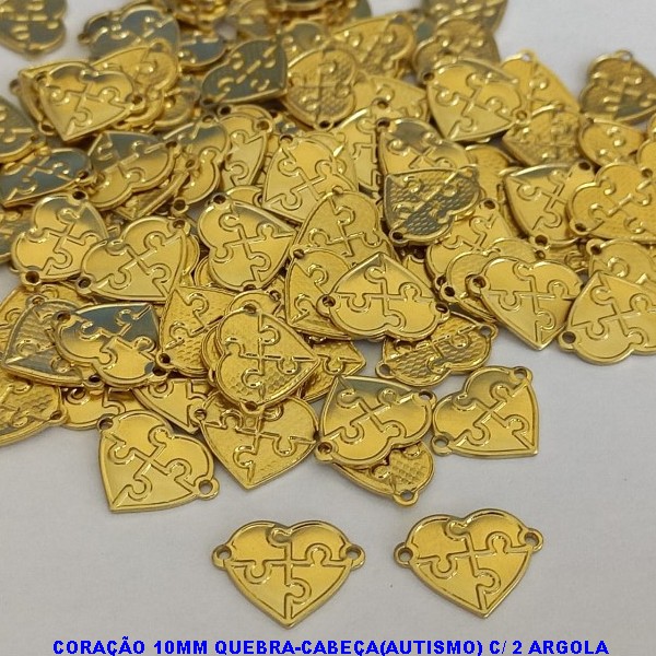 ACESSORIO NO BRUTO PRONTO PARA O BANHO -(5047)CORAÇÃO 10MM QUEBRA-CABEÇA(AUTISMO) C/ 2 CABEÇA - COMPOSIÇÃO 100% LATÃO - BRU000326PESO TOTAL DA UNIDADE 0,6GR - BRU000326