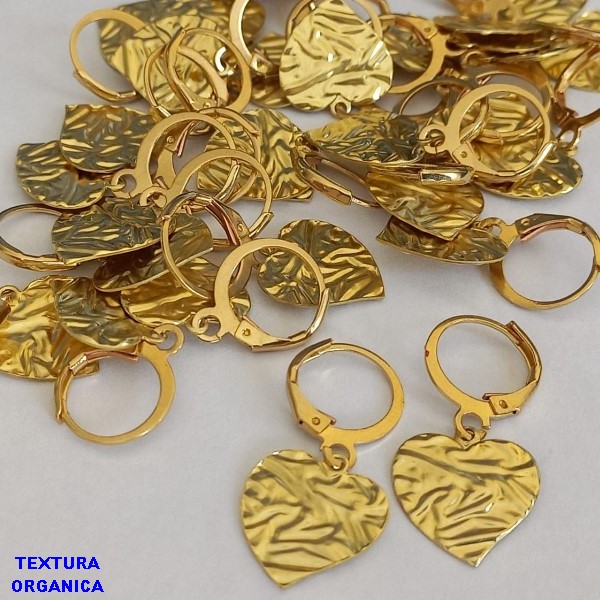 BRINCO BRUTO PRONTO PARA BANHO  COM ARGOLINHA DE PRESSÃO (5022) 15MM TEXTURA ORGANICA- PESO TOTAL 1,7GR - BRU5879