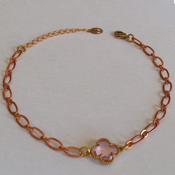 PULSEIRA NO BRUTO PRONTO PARA O BANHO(VAN CLEEF) -COM CORRENTE 2X1 TAMANHO 18CM+EXTENSOR - COM UM TREVO NEGRO 12MM - PESO TOTAL DA PULSEIRA 2,9GR  TREVO COM 70%LATÃO E 30% VIDRO - BRU4723