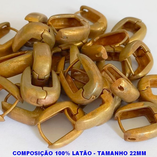 BRINCO NO BRUTO PRONTO PARA O BANHO - ARGOLINHA DE PRESSÃO - TAMASNHO 22MM - PESO 10GR - COMPOSIÇÃO 100% LATÃO - BRU7361C