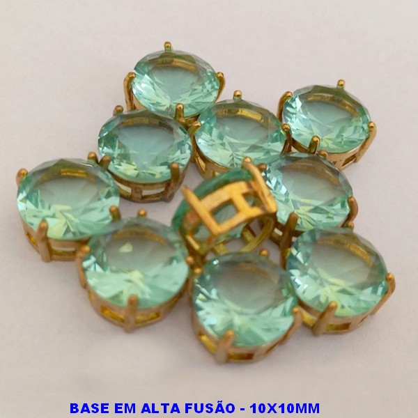 ACESSORIO NO BRUTO PRONTO PARA O BANHO - PEDRA DE ZIRCONIA ) + PINGENTE COM BASE EM ALTA FUSÃO " 10X10MM " REDONDO - PESO TOTAL 1,6GR - BRU000428