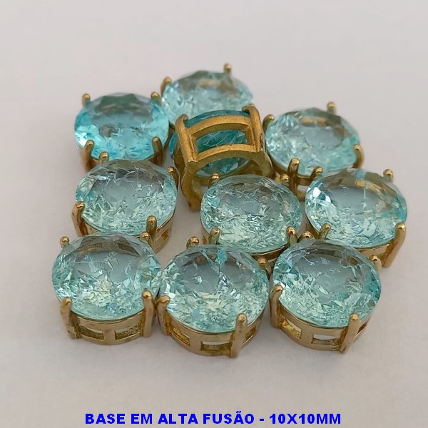 ACESSORIO NO BRUTO PRONTO PARA O BANHO - PEDRA DE ZIRCONIA FUSION  ) + PINGENTE COM BASE EM ALTA FUSÃO " 10X10MM " REDONDO - PESO TOTAL 1,6GR - BRU000440
