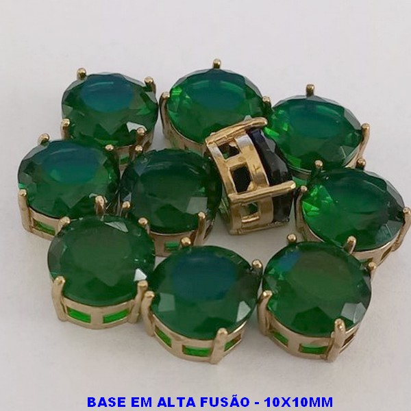 ACESSORIO NO BRUTO PRONTO PARA O BANHO - PEDRA DE ZIRCONIA ) + PINGENTE COM BASE EM ALTA FUSÃO " 10X10MM " REDONDO - PESO TOTAL 1,6GR - BRU000455