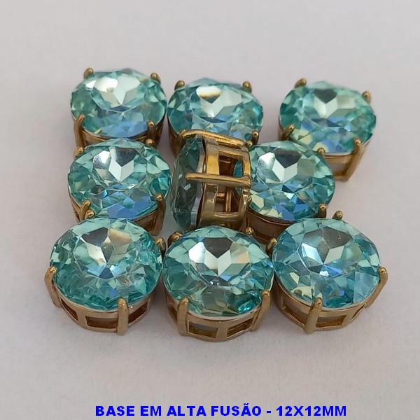 ACESSORIO NO BRUTO PRONTO PARA O BANHO - PEDRA DE RESINA SINTETICA) + PINGENTE COM BASE EM ALTA FUSÃO " 12X12MM " REDONDO - PESO TOTAL 1,6GR - BRU000460