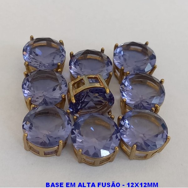 ACESSORIO NO BRUTO PRONTO PARA O BANHO - PEDRA DE ZIRCONIA) + PINGENTE COM BASE EM ALTA FUSÃO " 12X12MM " REDONDO - PESO TOTAL 1,6GR - BRU000463