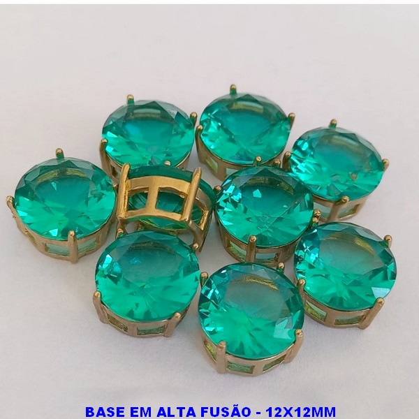 ACESSORIO NO BRUTO PRONTO PARA O BANHO - PEDRA DE ZIRCONIA) + PINGENTE COM BASE EM ALTA FUSÃO " 12X12MM " REDONDO - PESO TOTAL 1,6GR - BRU000464