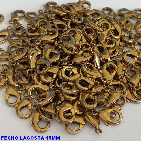ACESSORIOS NO BRUTO PRONTO PARA O BANHO(VENDA POR UNIDADE) -  FECHO LAGOSTA DE" 15MM " - COMPOSIÇÃO 100% LATÃO - BRU000472