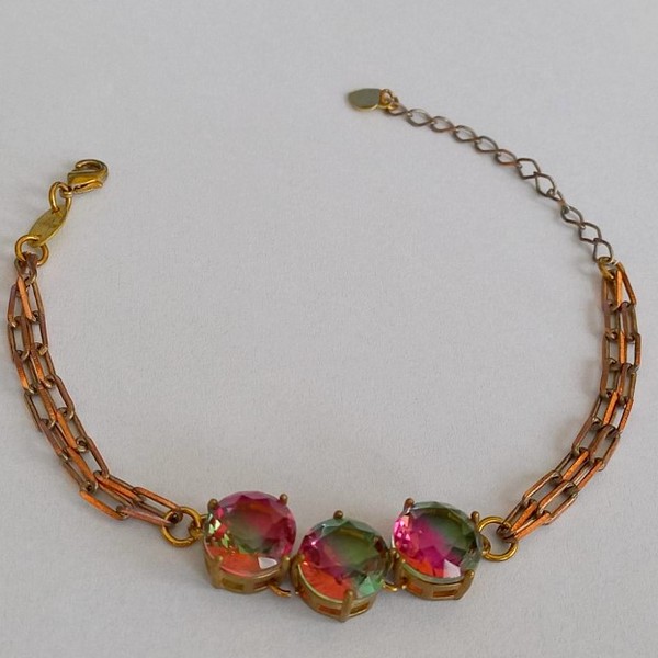 PULSEIRA NO BRUTO PRONTO PARA O BANHO(CX115) - COM CORRENTE CARTIE DUPLA  - COM PEDRA DE ZIRCONIA DE 10MM(BASE EM ALTA FUSÃO)COM FECHO LAGOSTA - PESO TOTAL 7.1GR - BRU5387