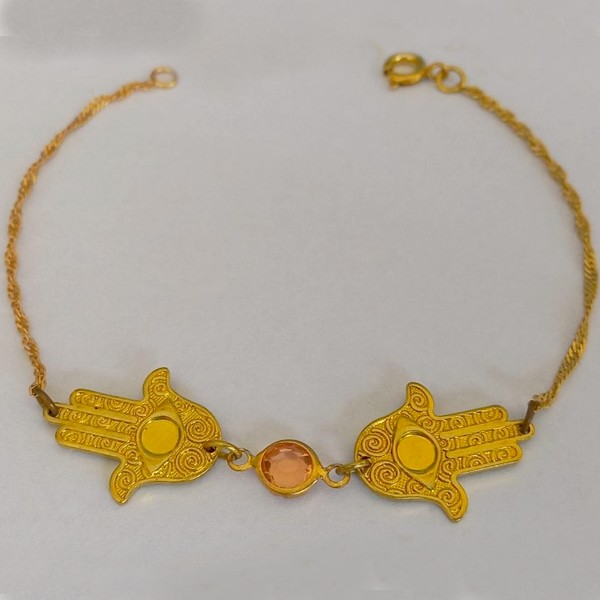 PULSEIRA NO BRUTO PRONTO PARA O BANHO - COM CORRENTE SINGAPURA(PINGENTE MÃO DE FATIMA)TAMANHO 18CM - PESO  3,5GR - BRU5239