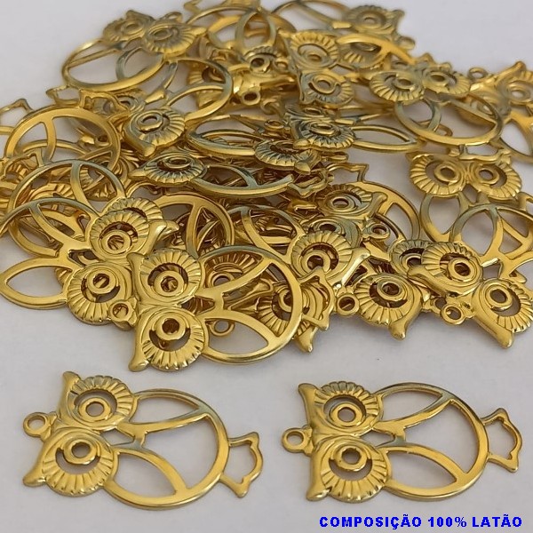 ACESSORIO NO BRUTO PRONT PARA O BANHO (CX17) -(2125)PINGENTE CORUJA VAZ 25MM  - PESO TOTAL 1,3GR - 100% LATÃO - BRU000494