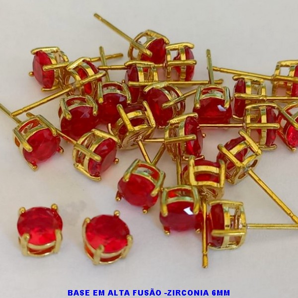 BRINCO NO BRUTO PRONTO PARA O BANHO - COM BASE EM ALTA FUSÃO E PEDRA DE ZIRCONIAS DE 6X6MM - PESO 1.1GR - BRU4673B