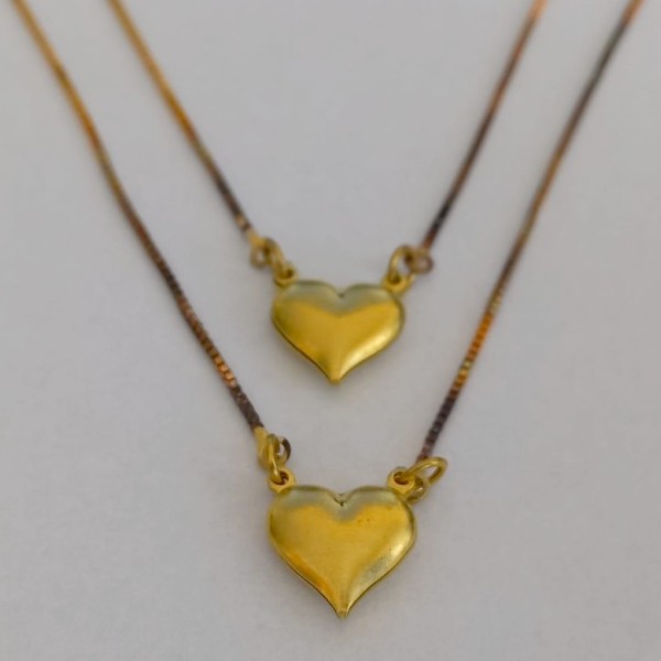 ESCAPULARIO BRUTO PRONTO PARA BANHO PESO TOTAL 3.8GR COM CORRENTE CARTIER LONGA - FECHO LAGOSTA -(E2873) CORAÇÃO 12MM  - BRU1160