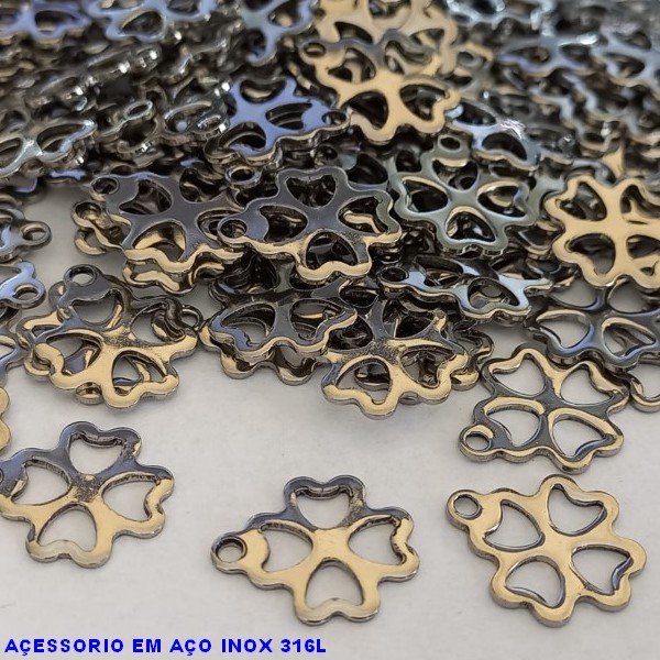 ACESSORIO EM AÇO INOXIDAVEL 316L - (TREVO COM UMA ARGOLINHA 10MM) COMPOSIÇÃO 100% AÇO INOXIDAVEL - AÇO000497B