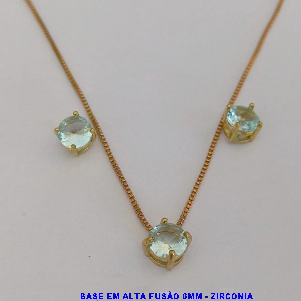 CONJUNTO NO BRUTO PRONTO PARA O BANHO - (PONTA DE LUZ 6MM COM ZIRCONIA)COM BASE DE BRINCO E PINGENTE EM ALTA FUSÃO (COM FECHO LAGOSTA EM LATÃO)- BRU0775D