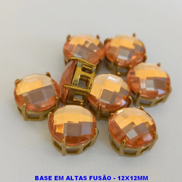 ACESSORIO NO BRUTO PRONTO PARA O BANHO - PEDRA DE RESINA SINTETICA) + PINGENTE COM BASE EM ALTA FUSÃO " 12X12MM " REDONDO - PESO TOTAL 1,6GR - BRU000506C
