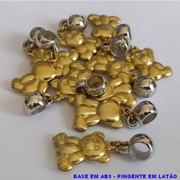 ACESSORIO NO BRUTO PRONTO PARA O BANHO(390)BASE EM ABS -PINGENTE URSO DUPLO 16MM -  BERLOQUE PARA PULSEIRA SIMILAR A PANDORA(PEÇA VENDIDA POR UNIDADE) - PESO 1,5GR - BRU000519