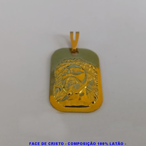 PINGENTE NO BRUTO PRONTO PARA BANHO (CX21) PESO TOTAL 2.8GR) (E3006  PLACA MILITAR ROSTO DE CRISTO 30MM(3CM)) BRU2404E
