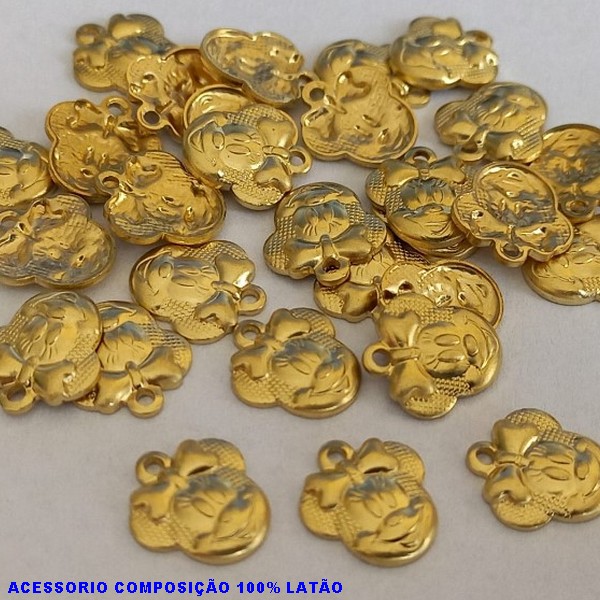 ACESSORIO -PINGENTE NO BRUTO PRONTO PARA O BANHO(CX18) -(3381) COMPOSIÇÃO 100% LATÃO - PESO TOTAL 0,05GR -(MINNIE 8MM ESTAMPADA C/ 1 CABEÇA)BRU000538