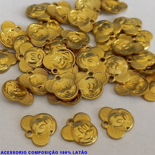 ACESSORIO -PINGENTE NO BRUTO PRONTO PARA O BANHO (CX18) -(3378) COMPOSIÇÃO 100% LATÃO - PESO TOTAL 0,05GR -(MICKEY 8MM ESTAMPADA C/ 1 CABEÇA)BRU000539