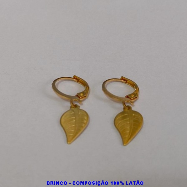 BRINCO NO BRUTO PRONTO PARA O BANHO - ARGOLINHA DE PRESSÃO -( FOLHA ESTAMPADA 15X9MM - PESO TOTAL 2,4GR(993) BRU2079A