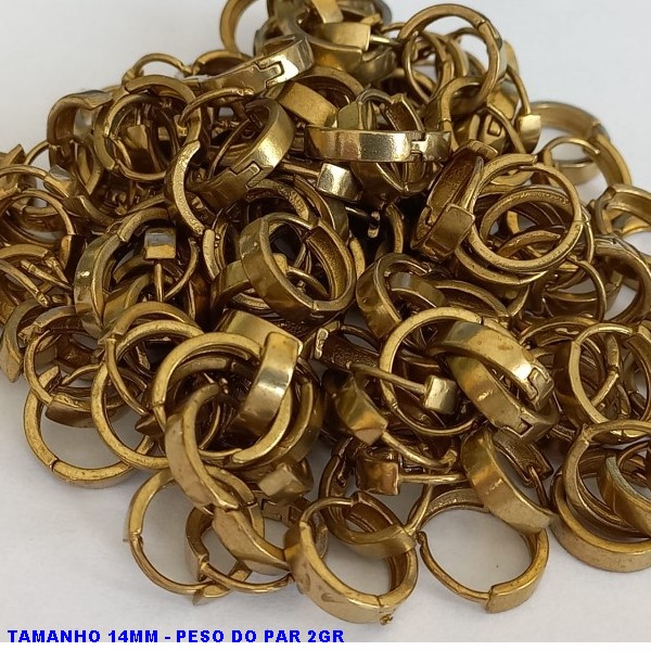 BRINCO NO BRUTO PRONTO PARA O BANHO(CX59) - ARGOLINHA DE PRESSÃO(TRANQUETA) EM FORMATO REDONDO(DM7) - TAMANHO 14MM - PESO 2GR - BRU7263B