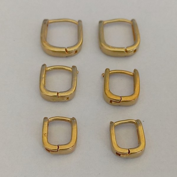 BRINCO NO BRUTO PRONTO PARA O BANHO(CX120) - ARGOLINHA DE PRESSÃO TRIO DE BRINCO COM E TAMANH 12MM/10MM/8MM (TRANQUETA) ARGOLINHA  - PESO DO TRIO  3.5GR - BRU5630
