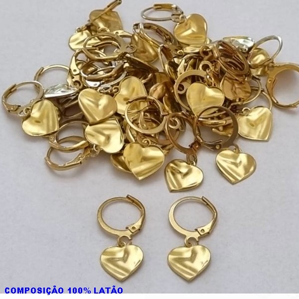 BRINCO NO BRUTO PRONTO PARA O BANHO - COMPOSIÇÃO 100% LATÃO (4984) PINGENTE CORAÇÃO 10MM TEXTURA ORGANICA 1,3GR BRU1821