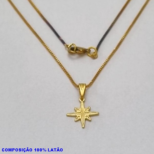 GARGANTILHA NO BRUTO PRONTO PARA O BANHO - (4475) - GARGANTILHA COM CORRENTE VENEZIANA E PINGENTE ESTRELA 12MM - TAMANHO 45,0CM- FECHO LAGOSTA - PESO 2,0 BRU10045A