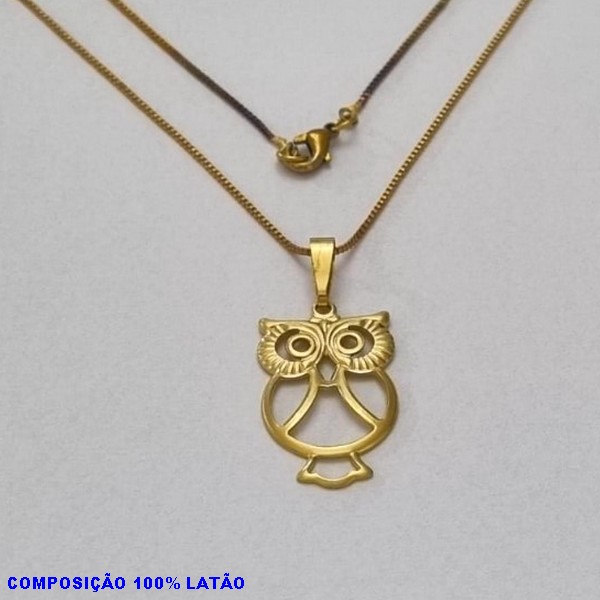 GARGANTILHA NO BRUTO PRONTO PARA O BANHO - (2125) - GARGANTILHA COM CORRENTE VENEZIANA E PINGENTE  CORUJA VAZADA 25MM- TAMANHO 45,0CM- FECHO LAGOSTA - PESO 3,2 BRU10046A