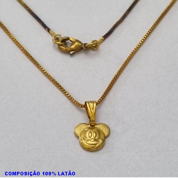 GARGANTILHA NO BRUTO PRONTO PARA O BANHO - (3378) - GARGANTILHA COM CORRENTE VENEZIANA E PINGENTE MICKEY 8MM ESTAMPADA - TAMANHO 45,0CM- FECHO LAGOSTA - PESO 2,2 BRU10048A