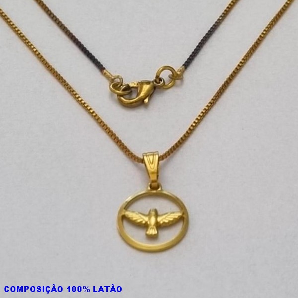GARGANTILHA NO BRUTO PRONTO PARA O BANHO - (1989) - GARGANTILHA COM CORRENTE VENEZIANA E PINGENTE REDONDO 12MM VAZADO C/ ESPÍRITO SANTO - TAMANHO 45,0CM- FECHO LAGOSTA - PESO 2,2 BRU10050A