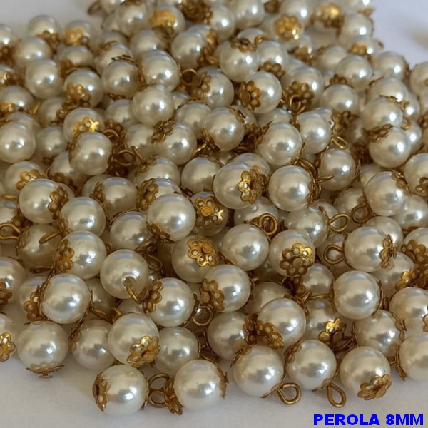 ACESSORIO NO BRUTO PRONTO PARA O BANHO - PEROLA CASTROADA com tulipinha DE "8MM"(PESO TOTAL DA UNIDADE 0,4GR ) COMPOSIÇÃO 100% LATÃO - BRU000586