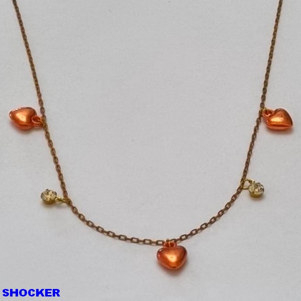 SHOCKER BRUTO PRONTO PARA BANHO(CX104) CORAÇÕES E STRASS PESO TOTAL 3,3GR  - FECHO LAGOSTA - +EXTENSOR - BRU100112A