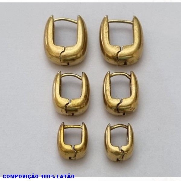 BRINCO NO BRUTO PRONTO PARA O BANHO 100% LATÃO - TRIO DE BRINCO COM 3 PAR TAMANHOS 14MM/11MM/9MM - PESO TOTAL 6,8GR - BRU100119A