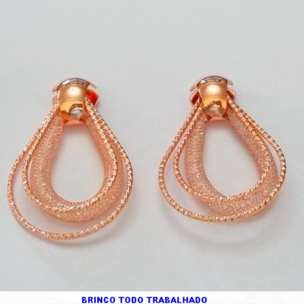 BRINCO BRUTO PRONTO PARA BANHO BASE LISA FORMATO GOTA COM TELA E CRISTAIS 47X30MM - LARGURA 5MM - PESO 12,8GR - BRU100123A