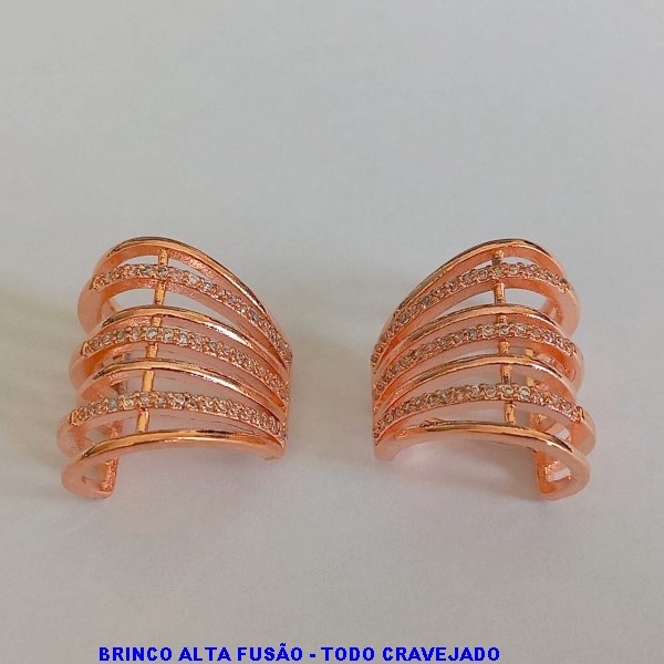 BRINCO NO BRUTO PRONTO PARA O BANHO -  TRIO COM TREIS FILEIRA DE MICRO ZIRCONIAS - LARGURA 2CM - PESO TOTAL 6.8GE - BRU4410