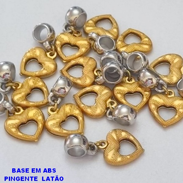 ACESSÓRIO NO BRUTO PRONTO PARA O BANHO(E1594) PINGENTE CORAÇÃO DUPLO VAZADO  13MM - BERLOQUE PARA PULSEIRA SIMILAR A PANDORA(PEÇA VENDIDA POR UNIDADE) PENDENTE ABS - PESO 0,9GR - BRU000602