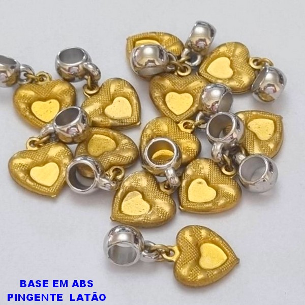 ACESSÓRIO NO BRUTO PRONTO PARA O BANHO(E1648) PINGENTE CORAÇÃO 13MM - BERLOQUE PARA PULSEIRA SIMILAR A PANDORA(PEÇA VENDIDA POR UNIDADE) PENDENTE ABS - PESO  1,0GR - BRU000605