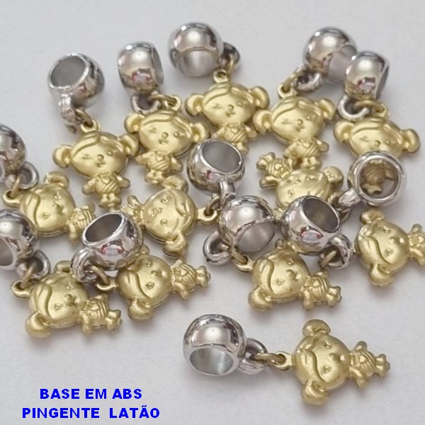 ACESSÓRIO NO BRUTO PRONTO PARA O BANHO(E1649) PINGENTE MENINA 15MM - BERLOQUE PARA PULSEIRA SIMILAR A PANDORA(PEÇA VENDIDA POR UNIDADE) PENDENTE ABS - PESO  0,9GR - BRU000600