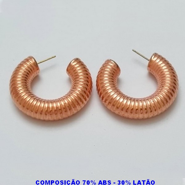 BRINCO NO BRUTO PRONTO PARA O BANHO - 70% ABS + 30% LATÃO -  BRINCO DE ARGOLA ESPIRAL  - TAMANHO 40MM LARGURA 9MM -  PESO 12,2GR - BRU100148A
