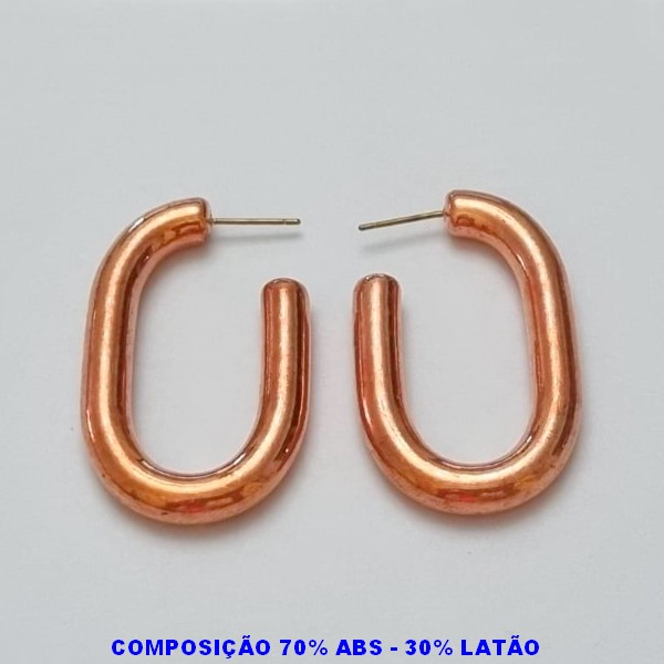 BRINCO NO BRUTO PRONTO PARA O BANHO - 70% ABS + 30% LATÃO -  BRINCO DE ARGOLA OVAL TAMANHO 43X24MM LARGURA 5MM -  PESO 5,8GR - BRU100150A