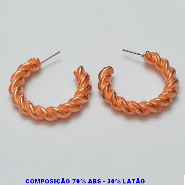 BRINCO NO BRUTO PRONTO PARA O BANHO - 70% ABS + 30% LATÃO -  BRINCO DE ARGOLA ESPIRAL TAMANHO 36MM LARGURA 4,5MM -  PESO 4,6GR - BRU100151A