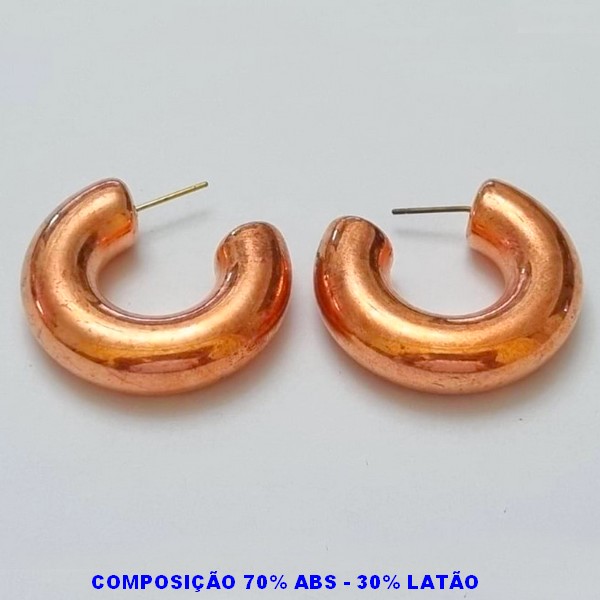 BRINCO NO BRUTO PRONTO PARA O BANHO - 70% ABS + 30% LATÃO -  BRINCO DE ARGOLA GROSSA TAMANHO 34MM LARGURA 9MM -  PESO 10,6GR - BRU100152A