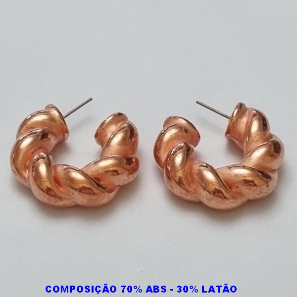 BRINCO NO BRUTO PRONTO PARA O BANHO - 70% ABS + 30% LATÃO -  BRINCO DE ARGOLA TRANÇADA TAMANHO 31MM LARGURA 8MM -  PESO 9,2GR - BRU100154A