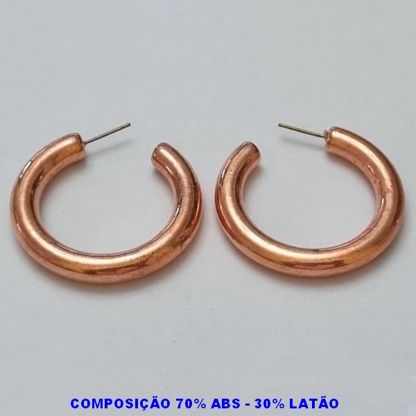 BRINCO NO BRUTO PRONTO PARA O BANHO - 70% ABS + 30% LATÃO -  BRINCO DE ARGOLA LISA TAMANHO 37MM LARGURA 5MM -  PESO 5,8GR - BRU100155A