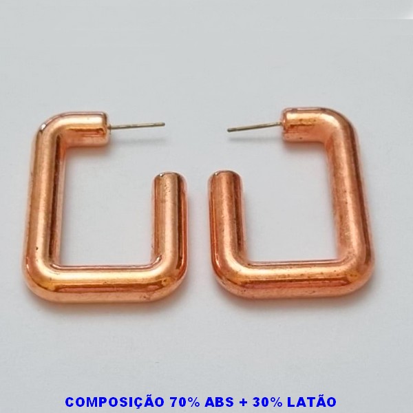 BRINCO NO BRUTO PRONTO PARA O BANHO - 70% ABS + 30% LATÃO -  BRINCO DE ARGOLA QUADRADA TAMANHO 44X30MM LARGURA 6MM -  PESO 8,1GR - BRU100156A