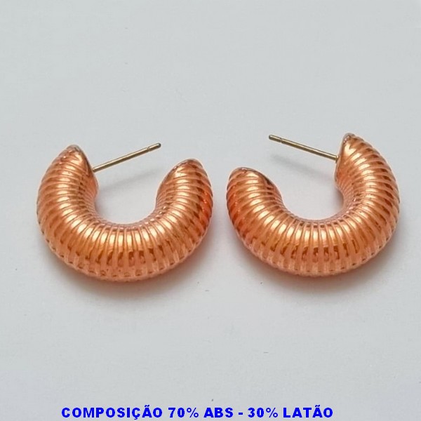 BRINCO NO BRUTO PRONTO PARA O BANHO - 70% ABS + 30% LATÃO -  BRINCO DE ARGOLA PEQUENA ESPIRAL 24MM LARGURA 7MM -  PESO 4,3GR - BRU100158A