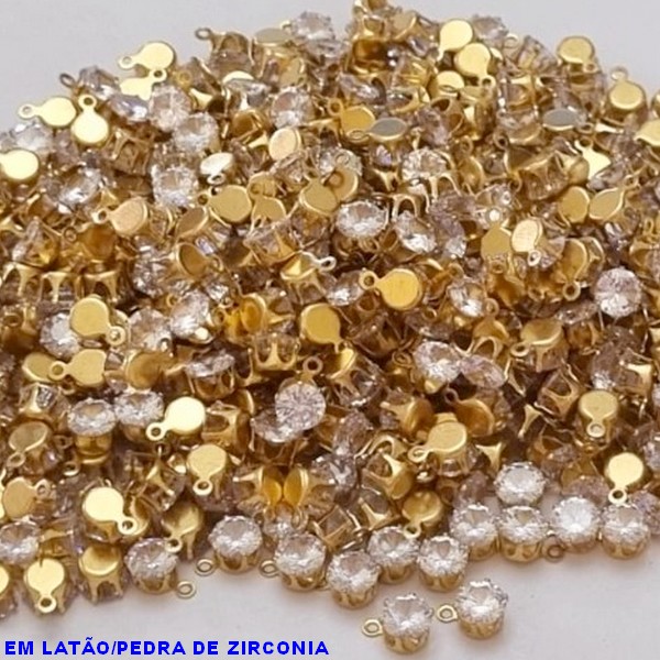 PINGENTE  NO BRUTO PRONTO PARA O BANHO -  PINGENTE TAMANHO 5MM COMPOSIÇÃO LATÃO E ZIRCONIA - PESO DA UNIDADE 0,3GR -( PRODUTO VENDIDO POR UNIDADE) BRU000608
