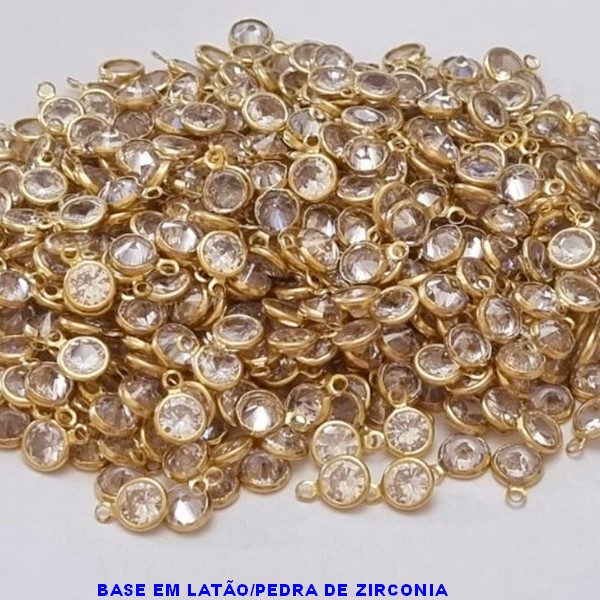 PINGENTE NO BRUTO PRONTO PARA O BANHO -  PINGENTE TAMANHO 6MM COMPOSIÇÃO LATÃO E ZIRCONIA - PESO DA UNIDADE 0,3GR -( PRODUTO VENDIDO POR UNIDADE) BRU000607