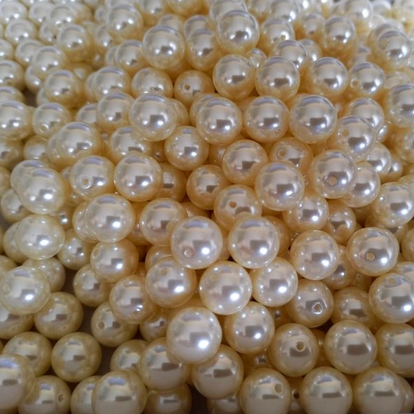 ACESSORIO NO BRUTO PRONTO PARA O BANHO - PEROLA SINTETICA "(PEROLA CREME PRIMEIRA LINHA )"-(FURO PASSANTE -  TAMANHO 10MM - (PEÇA VENDIDA POR UNIDADE)BRU000622